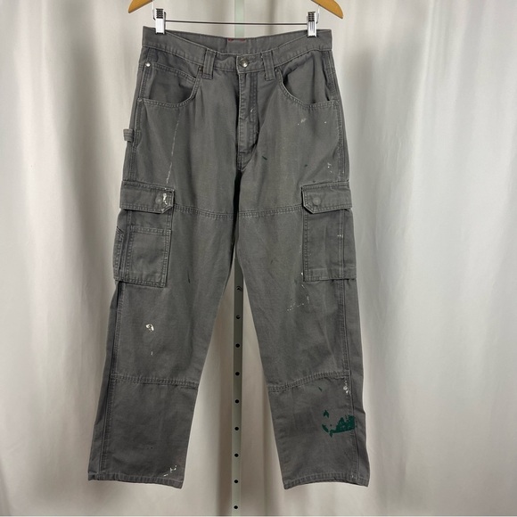 Craftsman 34x32 Painted Grunge Work Outdoor Painter Cargo Pants Jeans Baggy - Picture 1 of 11